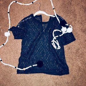 Banana Republic Navy Blue Lace Top